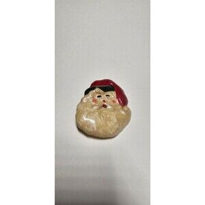 Vintage Enamel & Gold Tone Santa Claus Brooch Pin
